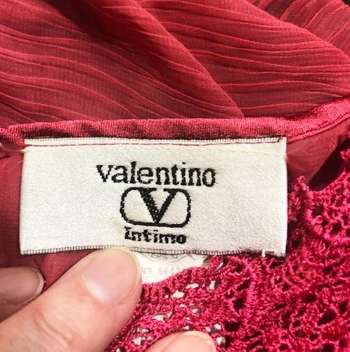 Valentino Garavani Intimo Top Teddy Pink Fuchsia Sheer Chiffon Flapper Style M L - Picture 3 of 3