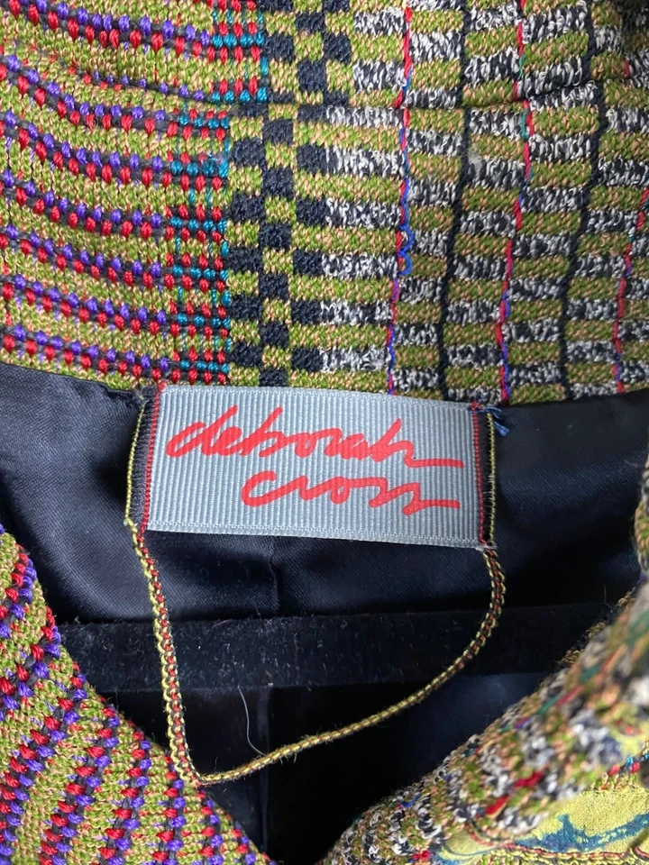 Deborah Cross Green Textile Artist Woven Blazer Jacket size Small Art to wear - Image 3 of 4