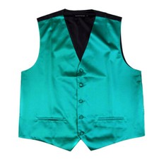 Men's Solid Teal Satin Tuxedo Vest Formals Weddings Proms Waistcoat