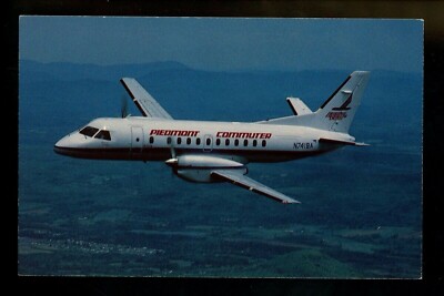 Aviation airplane chrome postcard Piedmont Commuter Airlines SAAB 340A