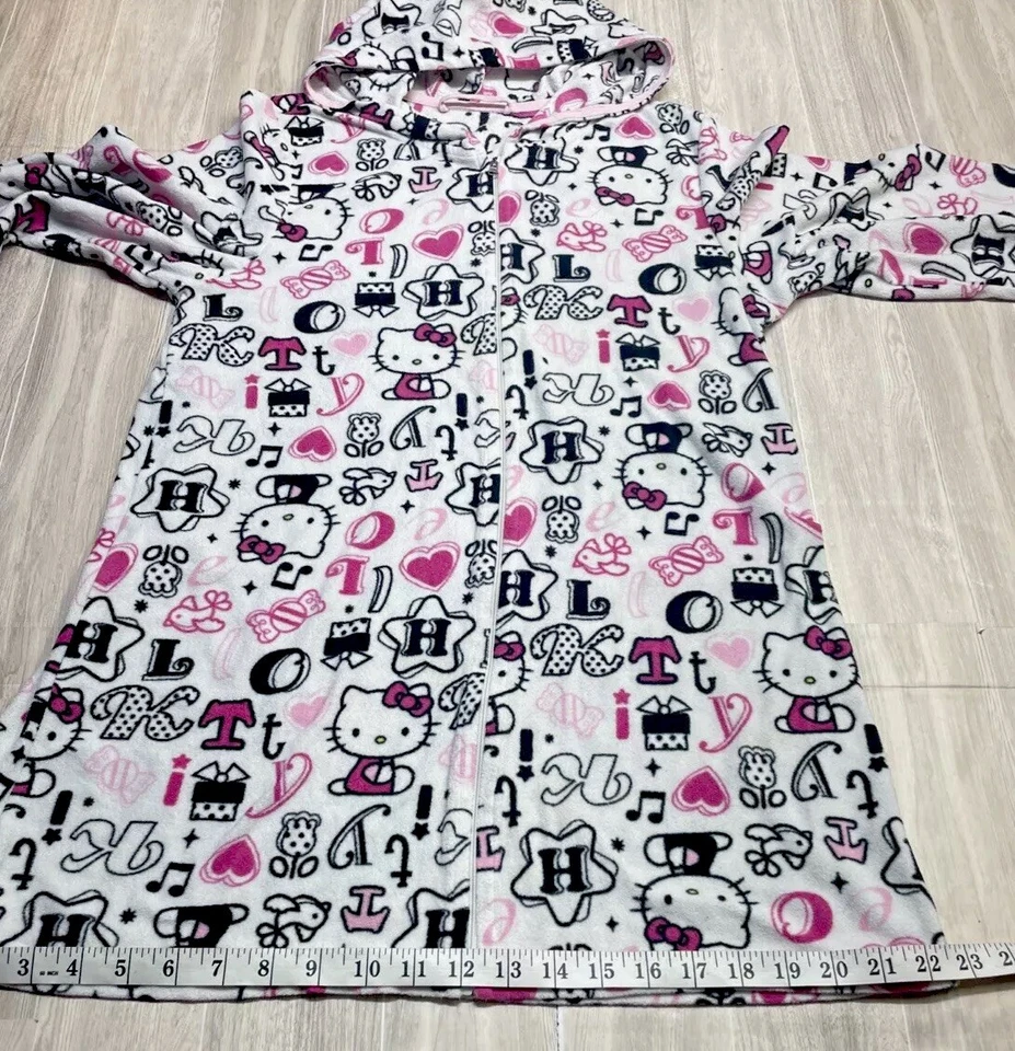 Hello Kitty Size Small Girls Zip Up Hooded Robe All Over Print - Image 2 of 4