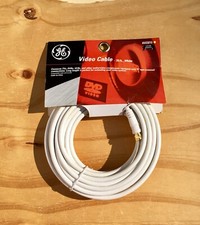 GE F Plugs on each end, Double Shieded Coaxial Video Cable White 25 Foot - New