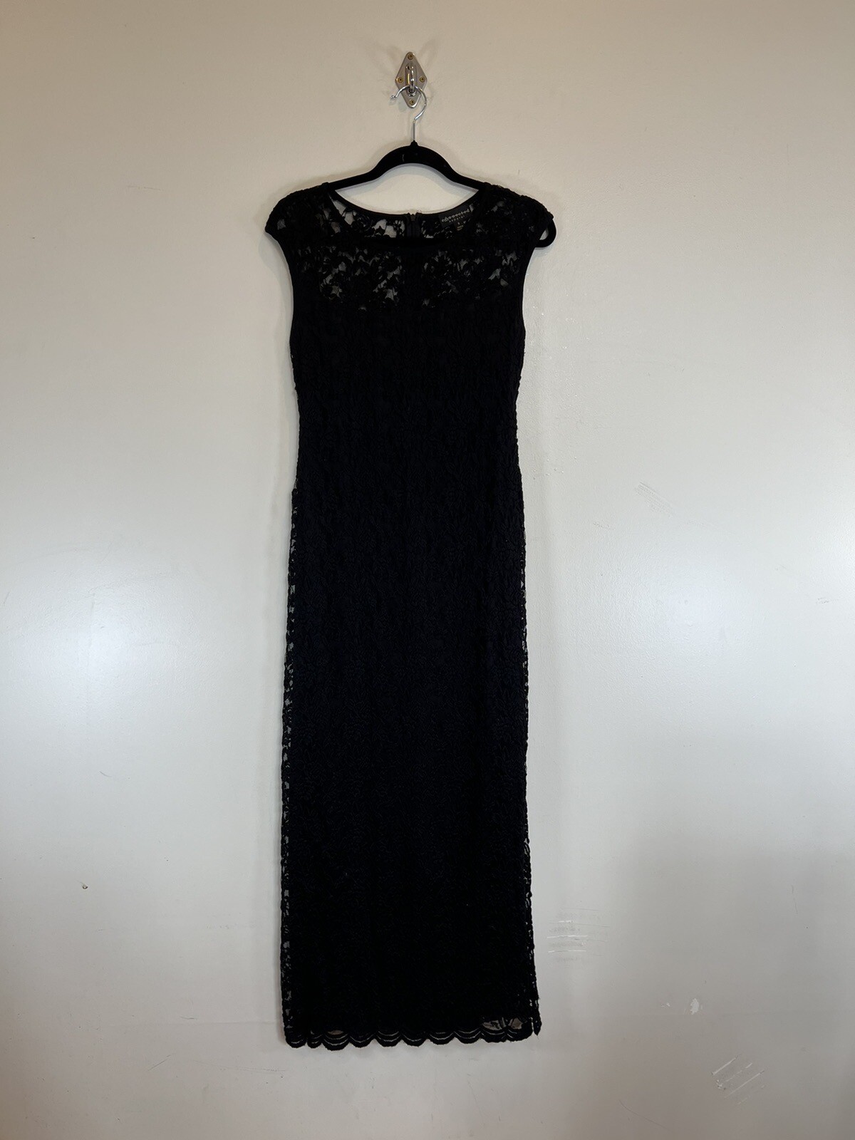 Connected Apparel Formal Semi Formal Black Lace Sleeveless Maxi Dress Stretch 8