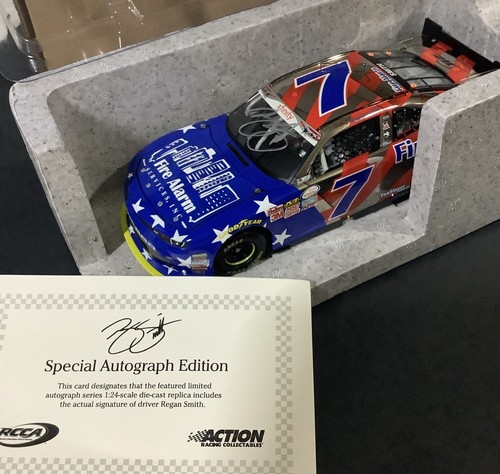 1/24 NASCAR REGAN SMITH 15 CHEVY #7 FIRE ALARM COLOR CHROME AUTOGRAPHED DIN #59