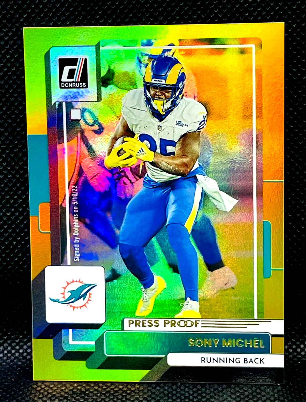 2022 Panini Donruss NFL - SONY MICHEL #16 - Gold Press Proof - Holo Prizm SP
