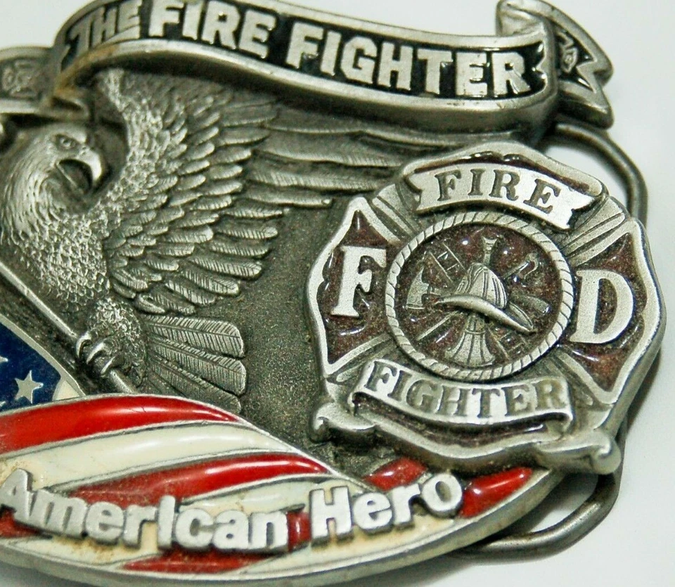 Gap Fire Fighter American Hero men's belt buckle 1994 pewter - Image 3 of 4