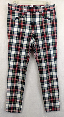 Gap sz 2 Pants signature Skinny Ankle fit multi color plaid print stretchy 1586