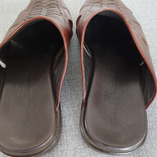 Tommy Bahama Men's Italian Dark Brown Woven Leather Sandals Slides Size 7 - Picture 10 of 12