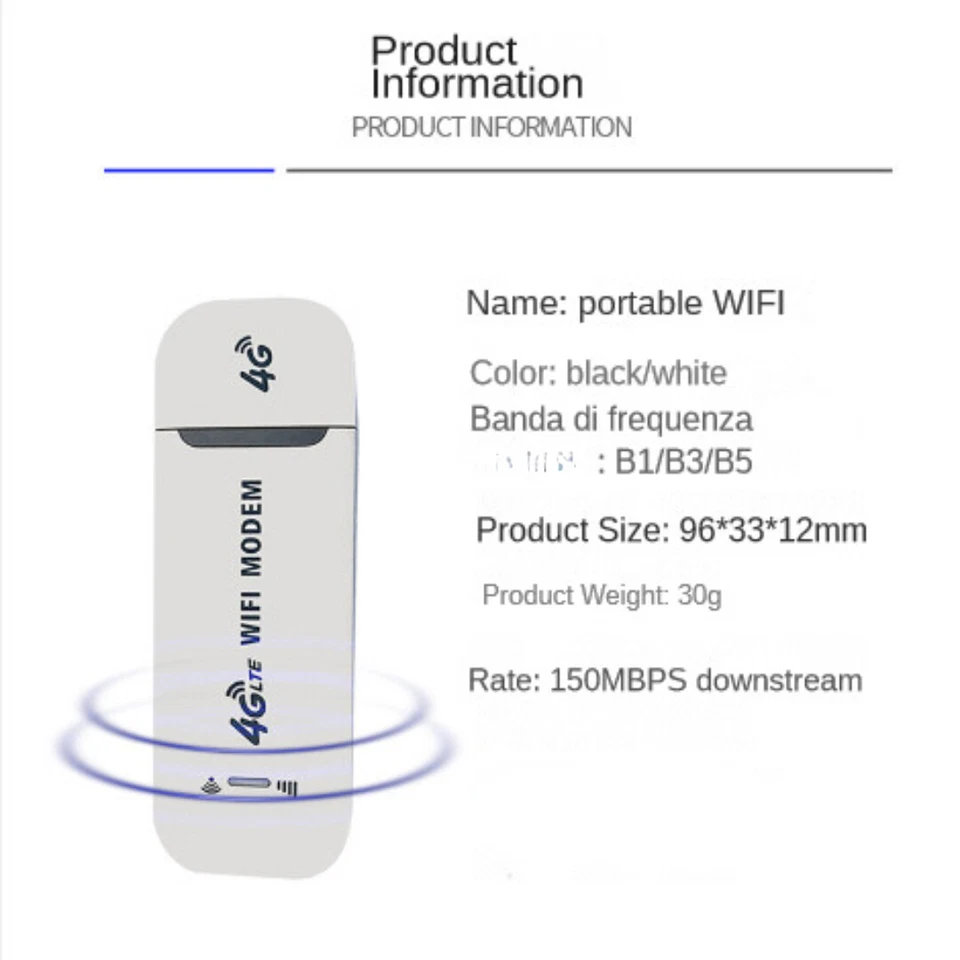 Modem router WiFi 4G LTE USB con slot scheda SIM hotspot TIM Vodafone - Immagine 4 di 4