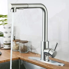 Stainless steel Kitchen Sink Faucet Pull Down Sprayer Single Handle Swivel Mixer