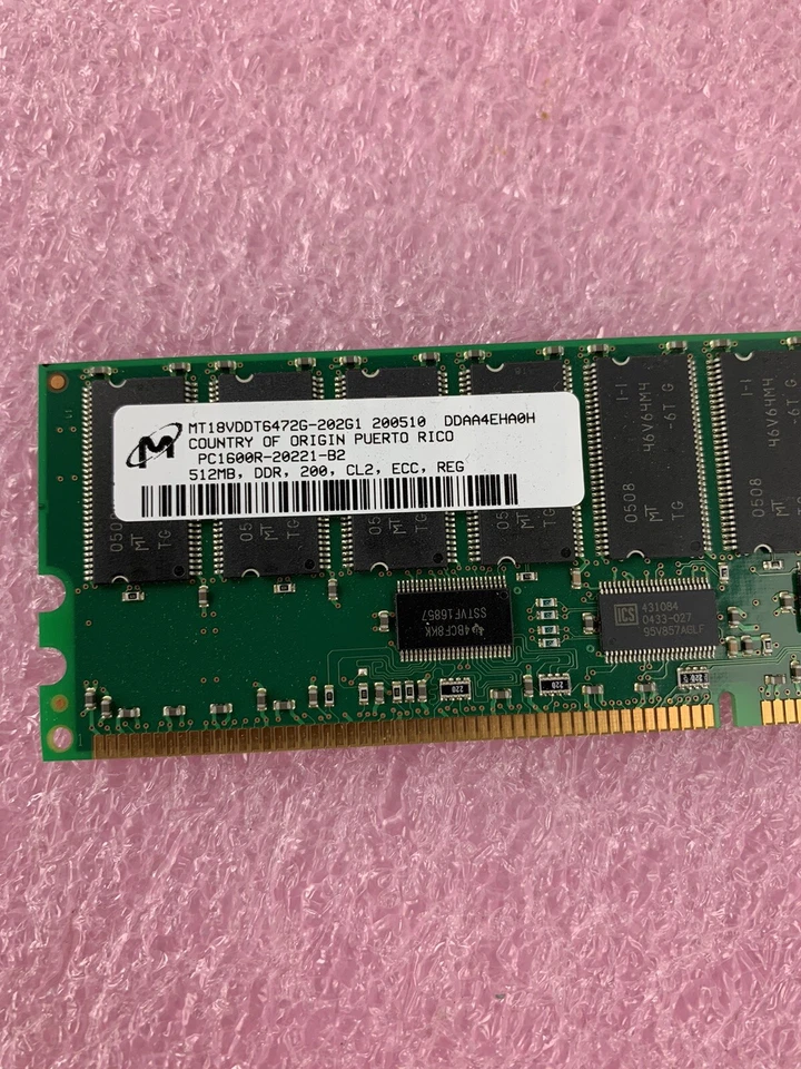 Micron MT18VDDT6472G-202G1 PC1600R-20221-B2 512MB DDR Server Memory RAM - Image 3 of 4