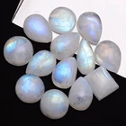 Set 13 Pcs Natural Rainbow Moonstone 11mm-16mm Untreated Cabochon Gemstones Lot