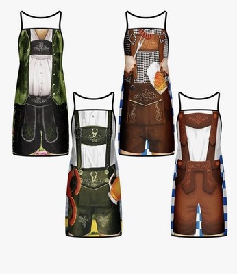 Novelty men lederhosen aprons with classic Bavarian prints