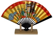 Osaka Choseido Kazari Sensu Klappventilator 15 cm Gosho Guruma Wagen mit St&auml;nder
