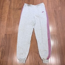 Nike Vintage 80s Sweatpants Large Gray Pink Trim Blue Tag 1980s Cotton Jogger