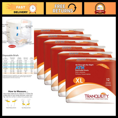 Overnight Adult Diapers with Tabs, X-Large, 72 Count - Maximum Absorbency & Comf