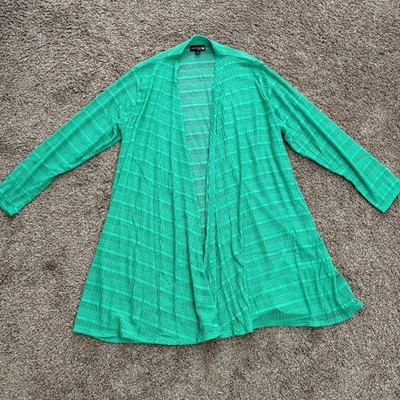 Antthony Original Women s 1X Green Open Front Knit Cardigan Long Sleeve