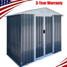 6x4 FT Outdoor Storage Shed,Steel Apex Roof Garden Shed w/Galvanized Metal Frame