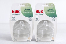 Lot of 2 Nuk Simply Natural 2pk Nipples 6 M Fast Flow BPA Free Anti-colic