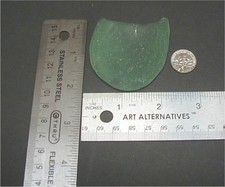 Vtg. Large Sea Glass/Ocean Glass Surf Tumbled 2 by 3 Curved Green Color