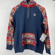 HOOEY Hoodie Sweatshirt XL Taos Heather Navy Southwest Aztec Western Rodeo NEW