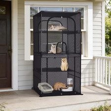Sturdy 4-Tier Outdoor Cat Enclosure with Easy Access Doors and Durable Mesh