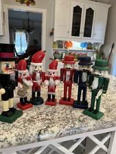 Lot Of 7 Christmas Holiday Wooden Nutcrackers 8  8.5  9  And 10  