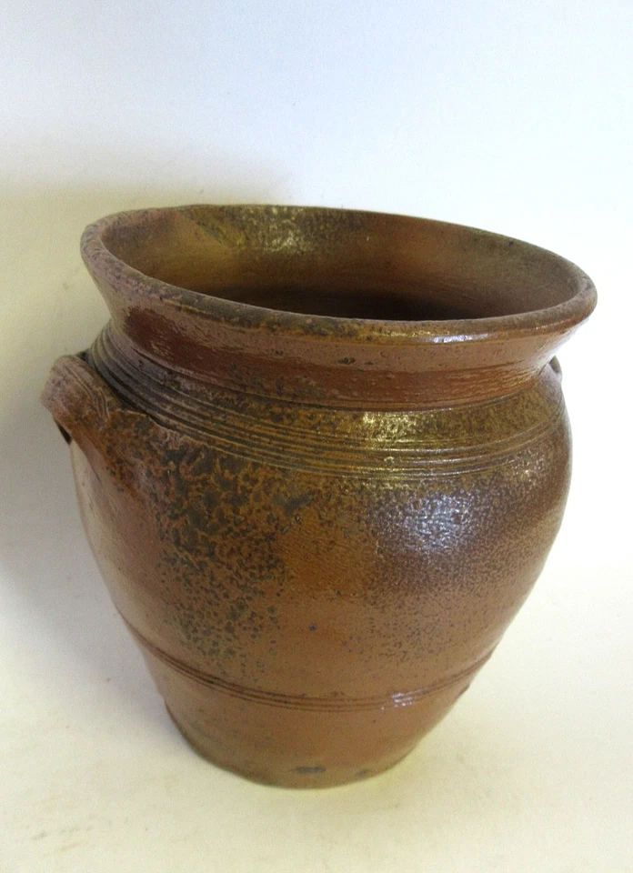 ANCIEN petit pot GRES TERRE CUITE VERNISSEE GRAISSE SUIF HUILE - Photo 3/4