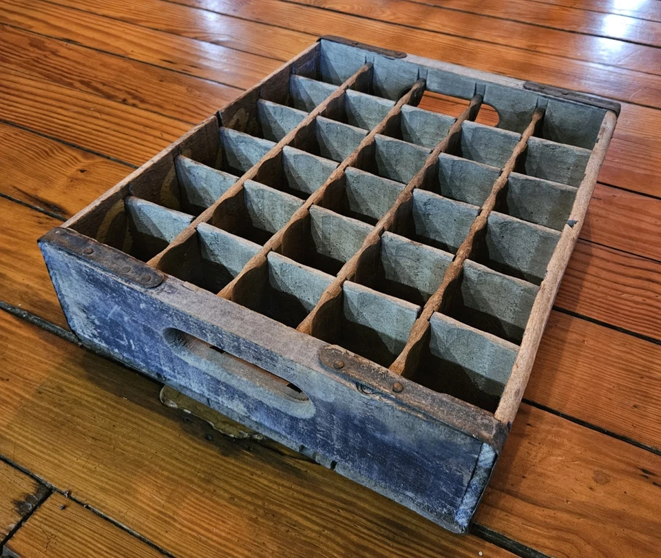 Caja/estuche de madera vintage de botella de refresco de uva O-SO 30 ranuras raro Foto 4 de 4