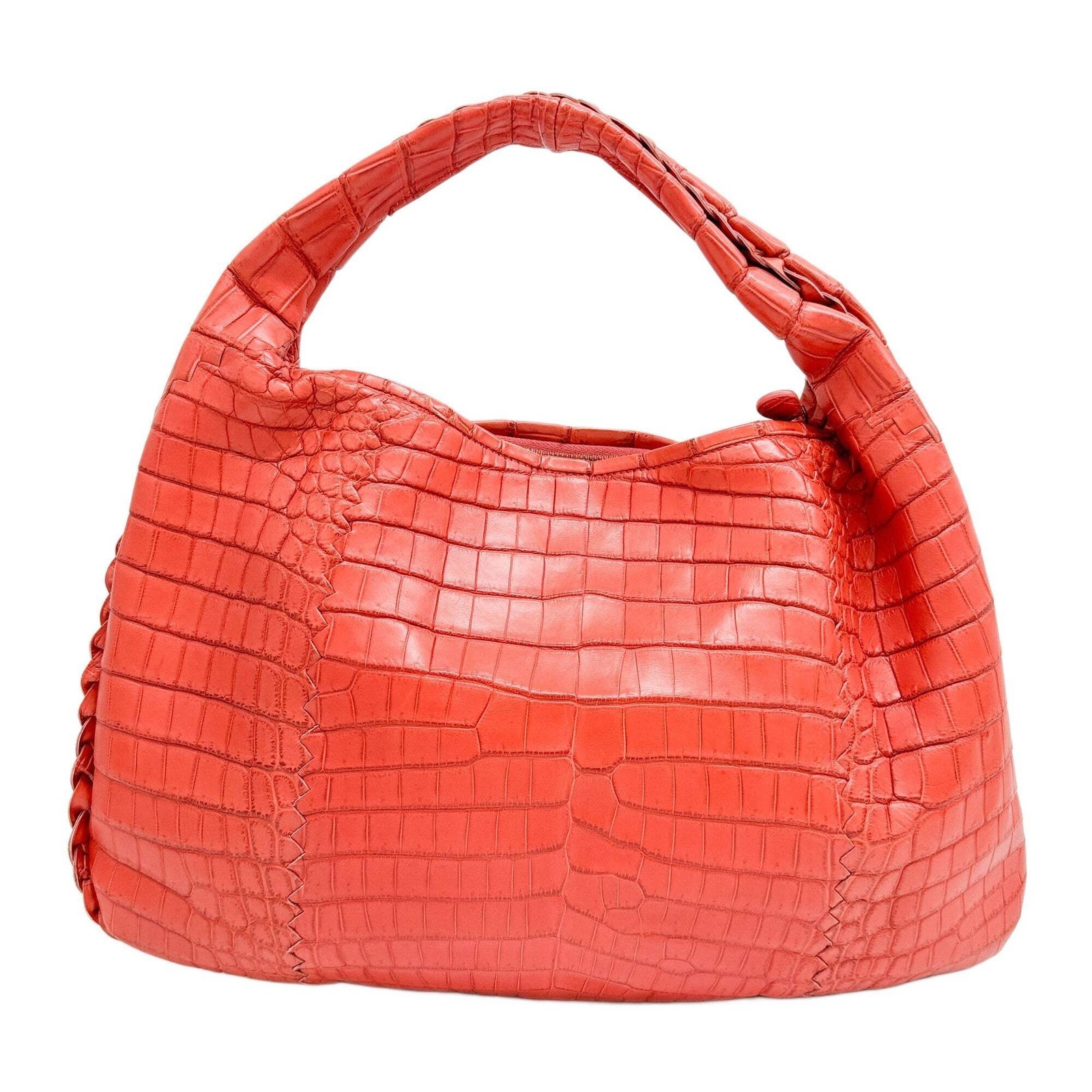 BOTTEGA VENETA Cervo Blood Orange Crocodile Embossed Leather Shoulder Bag thumbnail 2