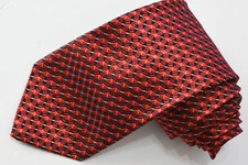 IKE BEHAR NEW YORK  RED  SILK MEN'S Neck Tie W: 3 3/4 "BY L: 58" MADE IN USA