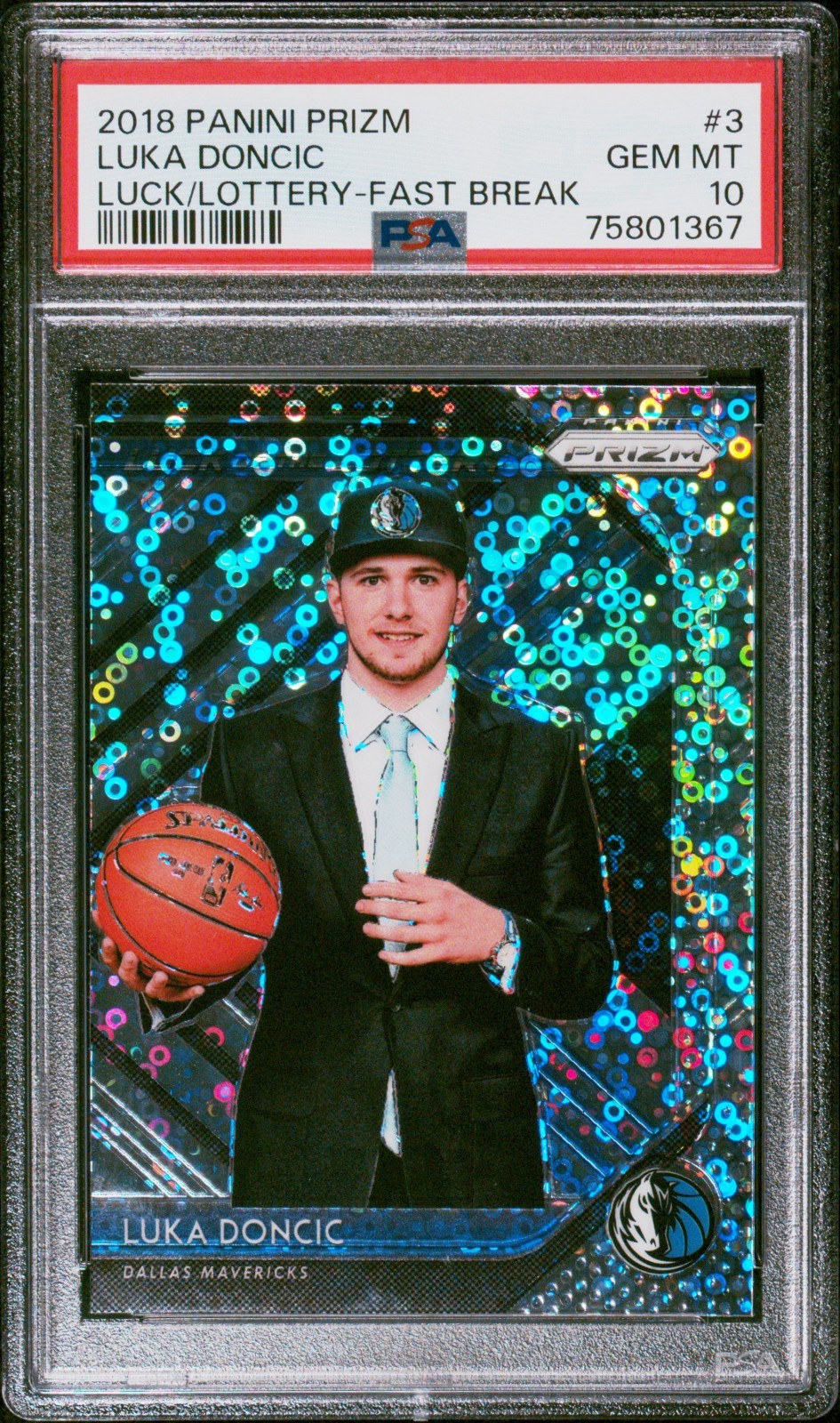 2018-19 Panini Prizm LUKA DONCIC RC Fast Break Luck of the Lottery #3 PSA 10