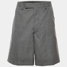 Prada Black Houndstooth Pattern Wool Shorts M...