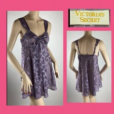 Vintage Victoria s Secret Gold Label Purple Coquette Babydoll Nighty 80s 90s P