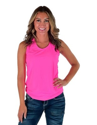 Cowgirl Tuff Western Shirt Womens Racerback Tank Hot Pink 101230