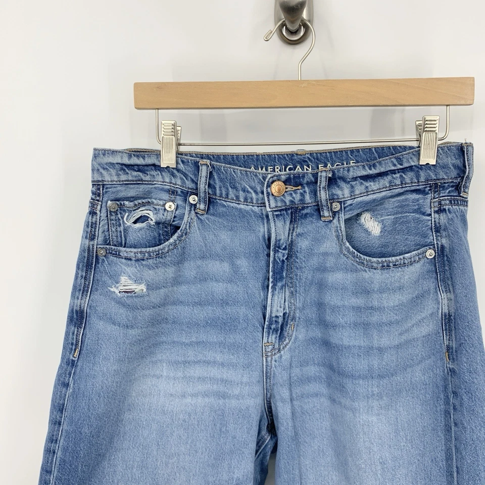 American Eagle Women Size 10 LONG Jeans Light Wash Pants Skater Wide Leg Baggy - Image 3 of 4