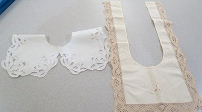 Lot of 2 vintage women's detachable collars, i white, 1 echru.