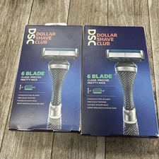 2 pack~Dollar Shave Club 6 Blade Razor , 1 razor  handle and 2 razor