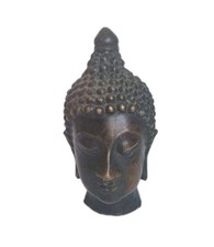 statue Tête de Bouddha  en Bronze massif  ,  bouddhisme  