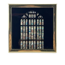 Vintage Gothic FOIL Bourges Cathedral Art Framed 6.25"x6.25"