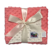 Reversible Unisex Children's Soft Baby Blanket Minky One Size, Coral/Cream