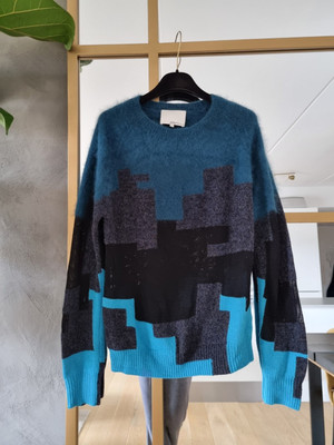 **3.1 Phillip Lim** Blue Wool-blend Knit Jumper Sweater Sz Small
