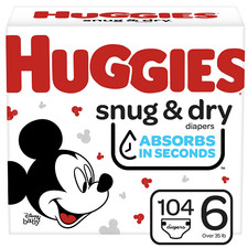HUGGIES 53551050 Snug  Dry Baby Diapers, Size 6, 104 Ct