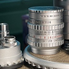 Bell Howell Super Comat 1 inch f/ 1.9 C-mount cine lens finder. Vintage
