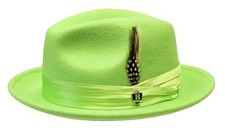 Men's Fedora Dress Hat Lime Green UN-119A Sizes S, M, L, XL 100 Wool Crushable