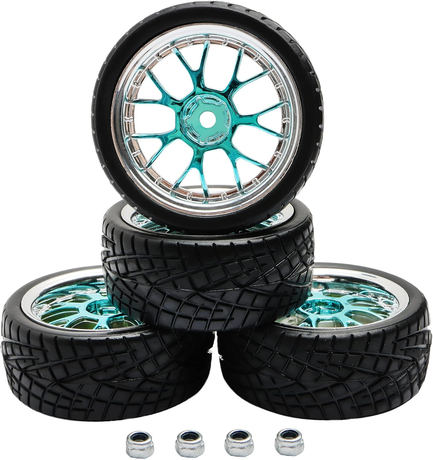 4PCS 12Mm Hex Hub RC Cars Wheels and Tires,62Mm on Road Touring Rubber Racing Ra