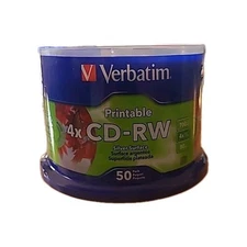 Verbatim CD-RW Discs Printable 700MB/80min 4x Spindle Silver 50/Pack 95159