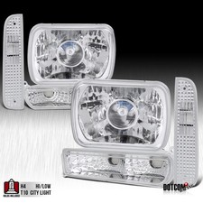 Fit 97-01 Jeep Cherokee Clear Bumper+Corner Lamps+7X6 H4 Projector Headlights