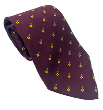 Men's Lauren Ralph Lauren Tie Burgundy Red geometric 100 SILK USA Hand finished
