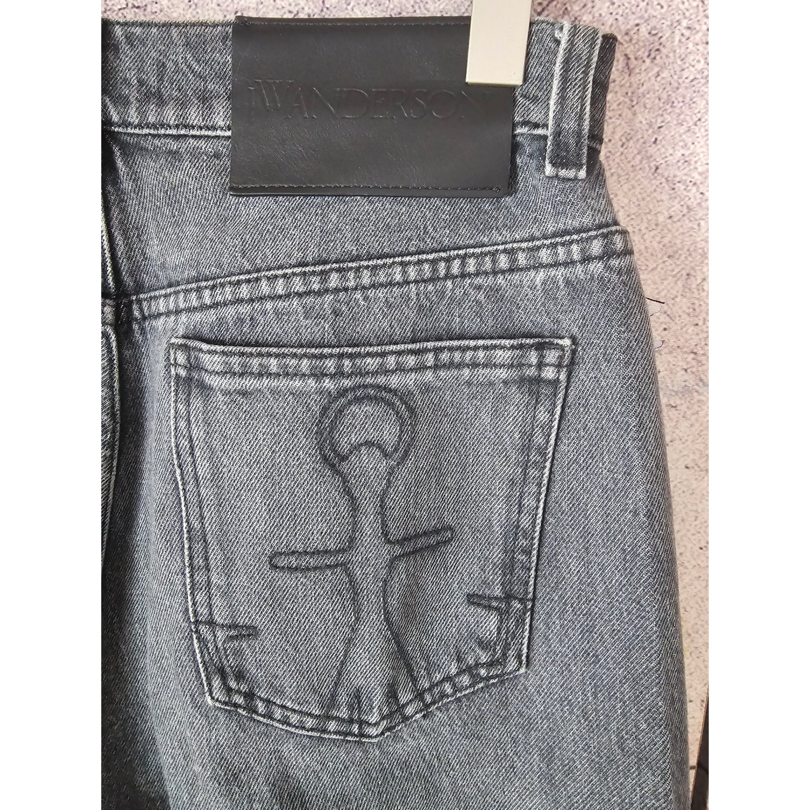 JW Anderson Bucket Distressed Mid Rise Gray Wash Wide Leg Jeans Size 28 TP01